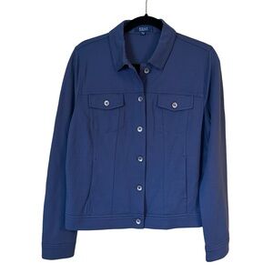 Kelly by Clinton Kelly Cornflower Blue Button Ponte Trucker Jacket Size Small